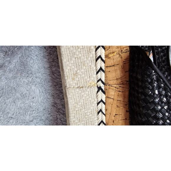 Zara Trafaluc Black Woven Cork Contrast Wedge Platform Sandals 39 8.5 Flatform - Picture 7 of 7